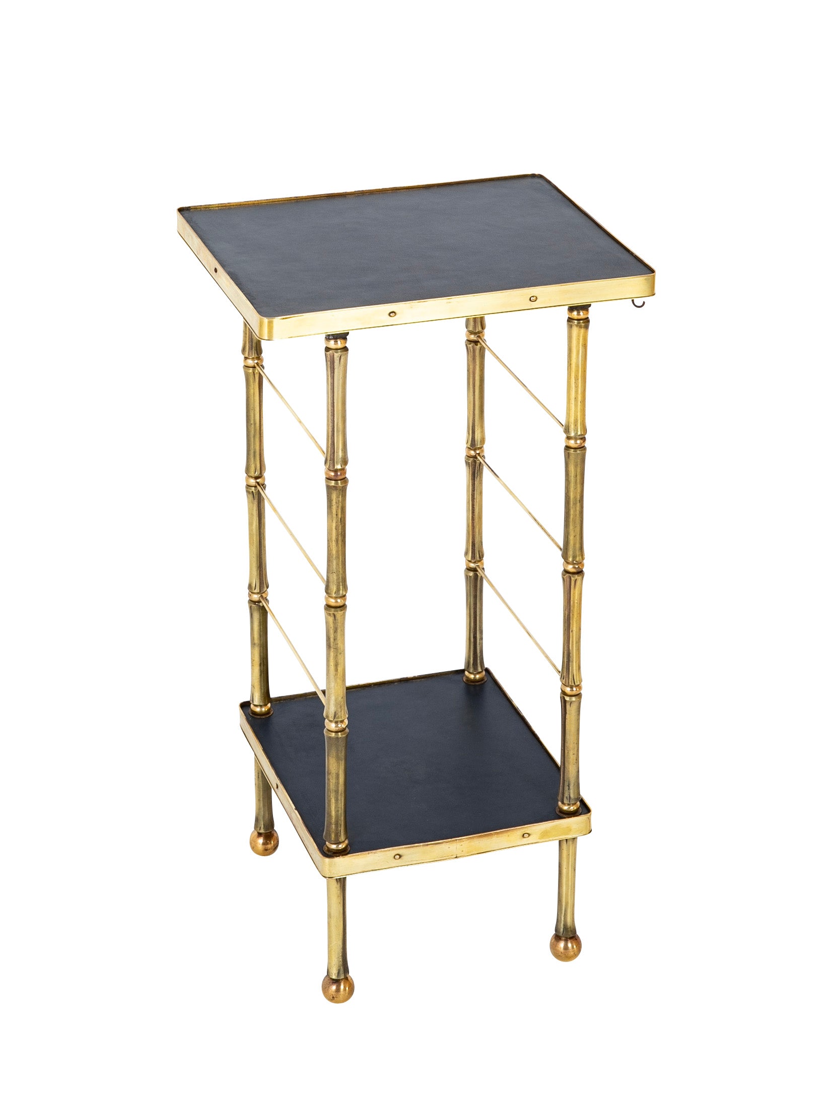 French Brass and Leather Side Table in the Style of Adnet