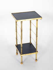French Brass and Leather Side Table in the Style of Adnet