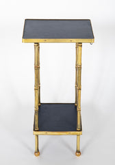 French Brass and Leather Side Table in the Style of Adnet