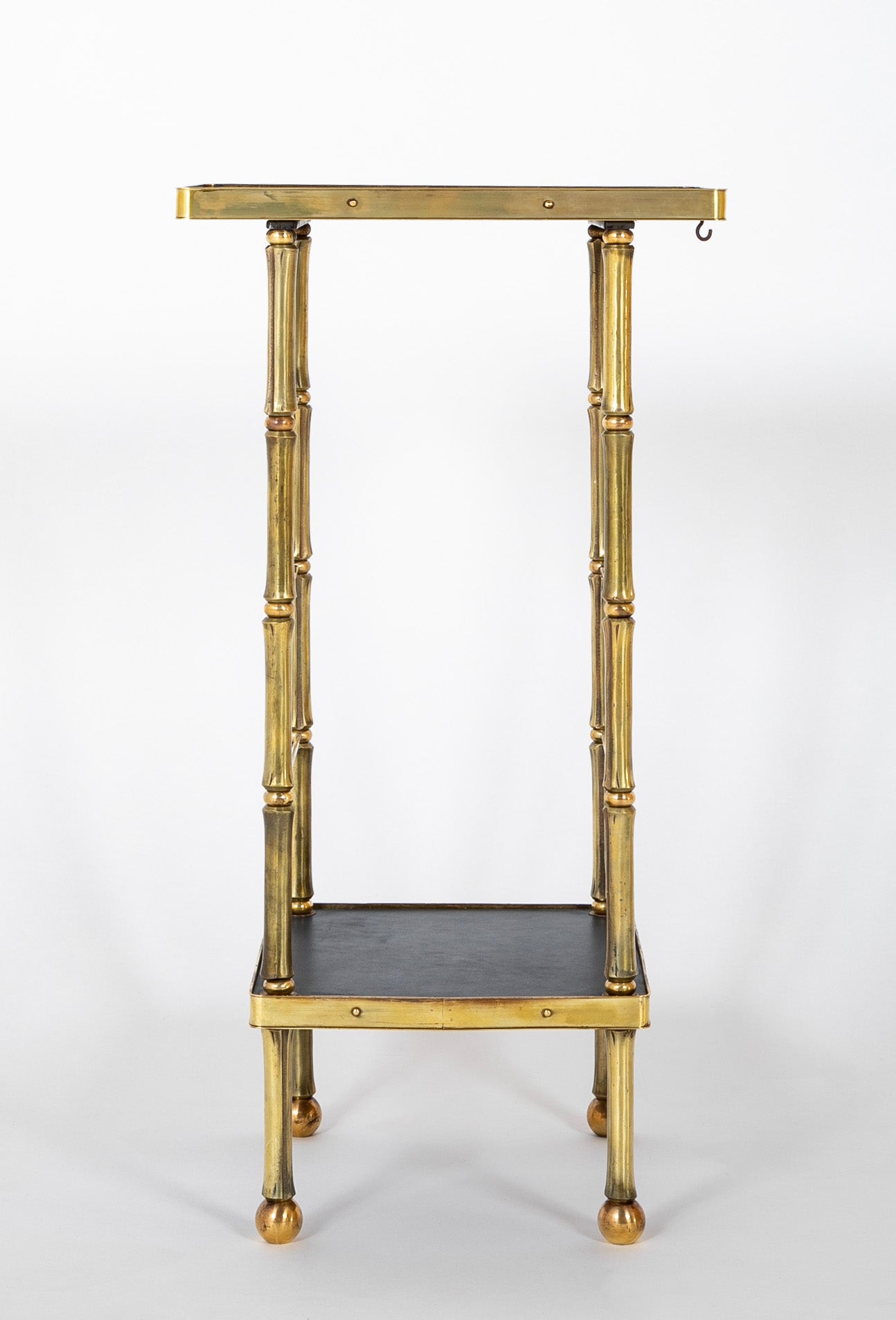 French Brass and Leather Side Table in the Style of Adnet