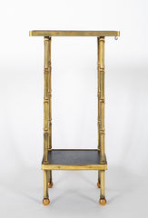 French Brass and Leather Side Table in the Style of Adnet