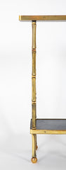 French Brass and Leather Side Table in the Style of Adnet