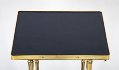 French Brass and Leather Side Table in the Style of Adnet