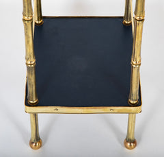 French Brass and Leather Side Table in the Style of Adnet