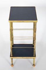 French Brass and Leather Side Table in the Style of Adnet