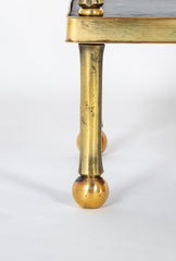 French Brass and Leather Side Table in the Style of Adnet