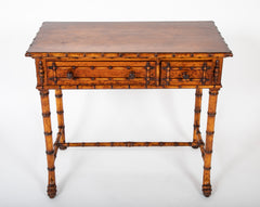 English Faux Bamboo Two Drawer Side Table