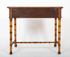 English Faux Bamboo Two Drawer Side Table