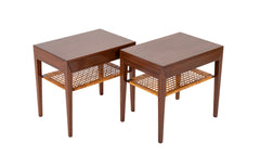 A Pair of Severin Hansen-Hasler Rosewood and Cane Nightstands