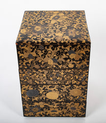 A Japanese Black Lacquer 4 Tier Bento Box with Gilt Floral Designs