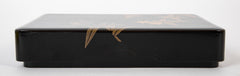 A Wajima Lacquered Covered Box with Gilt Leaf Decoration