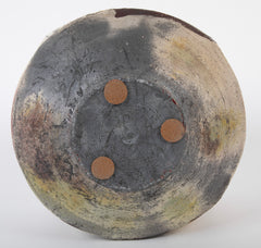Eric Astoul Four Sided Stoneware Pot with Enamel and Irridescent Glaze
