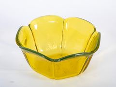 A Hexagonal Bristol Yellow Scallop Edge Glass Bowl