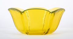 A Hexagonal Bristol Yellow Scallop Edge Glass Bowl