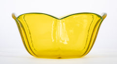 A Hexagonal Bristol Yellow Scallop Edge Glass Bowl