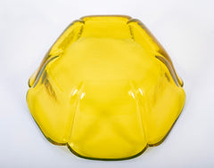 A Hexagonal Bristol Yellow Scallop Edge Glass Bowl