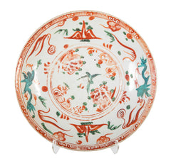 Chinese 17th Century Swatow Enameled Porcelain Charger