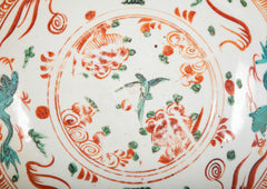 Chinese 17th Century Swatow Enameled Porcelain Charger