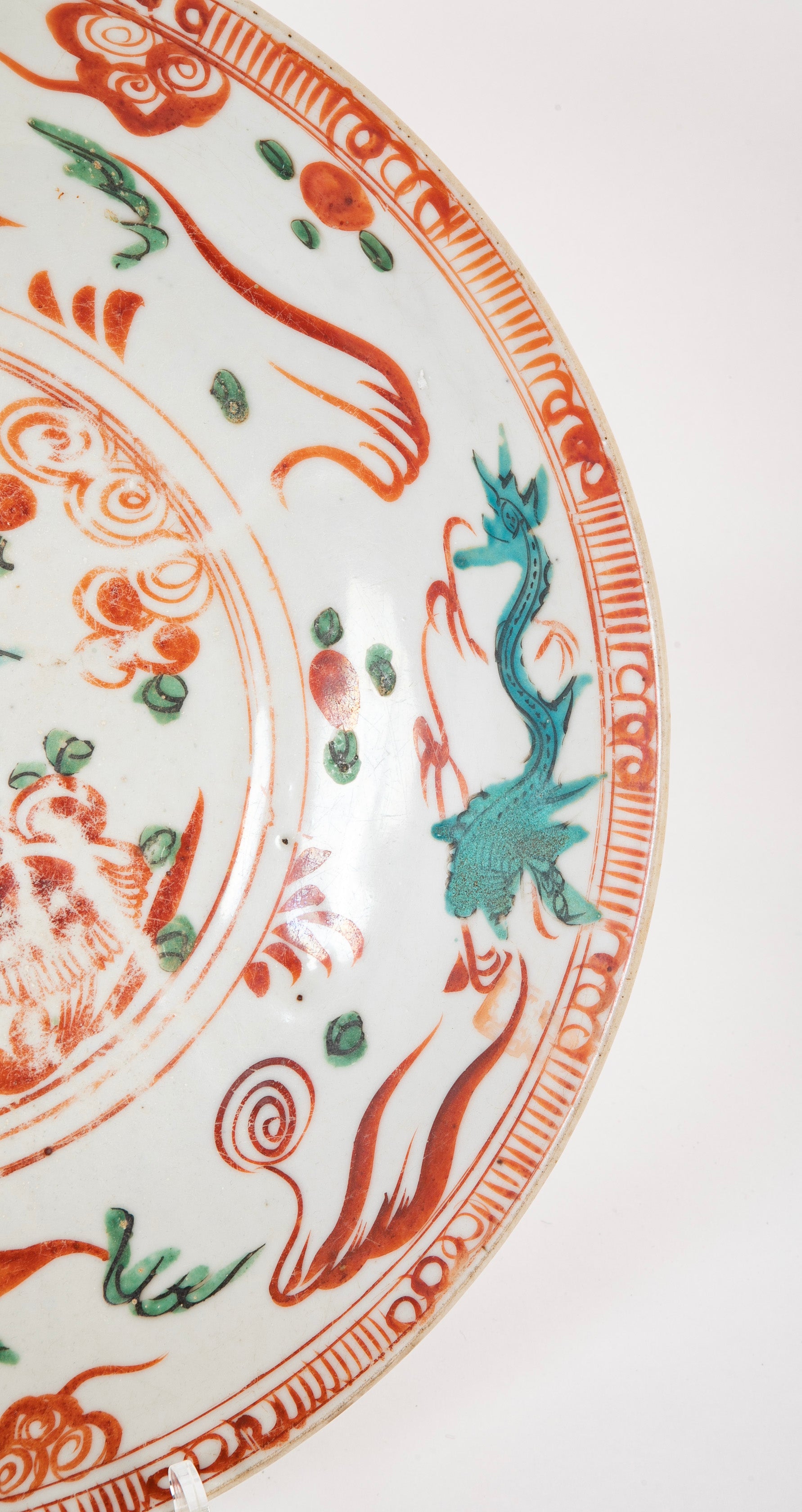 Chinese 17th Century Swatow Enameled Porcelain Charger