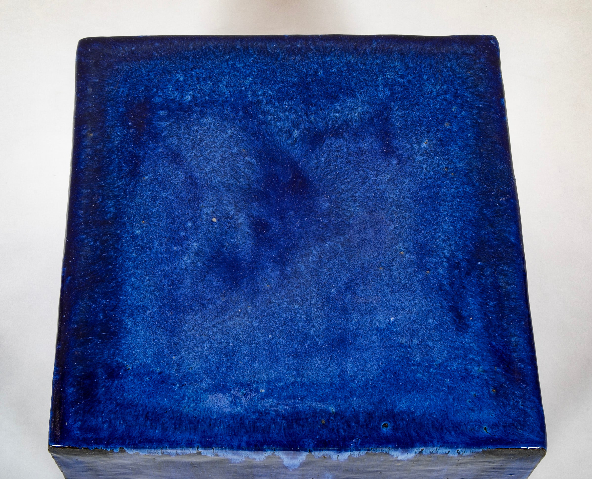 Paola Navone Blue Glazed Ceramic Footstool