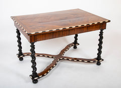 Baroque Renaissance Center Table in Italian Walnut with Marquetry Top