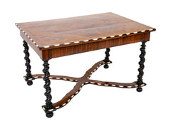 Baroque Renaissance Center Table in Italian Walnut with Marquetry Top