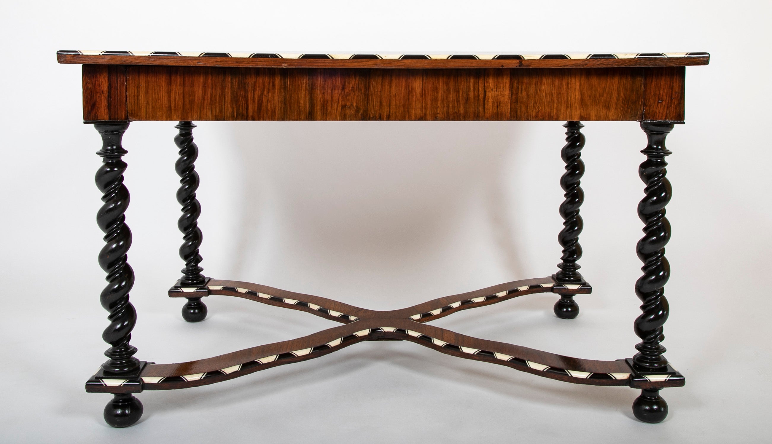 Baroque Renaissance Center Table in Italian Walnut with Marquetry Top