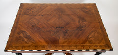 Baroque Renaissance Center Table in Italian Walnut with Marquetry Top