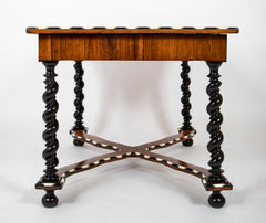 Baroque Renaissance Center Table in Italian Walnut with Marquetry Top