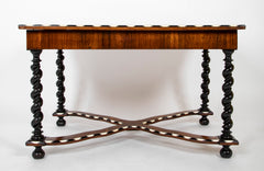 Baroque Renaissance Center Table in Italian Walnut with Marquetry Top