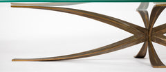 A Oval Glass And Bronze Coffee Table Designed by Michel Mangematin