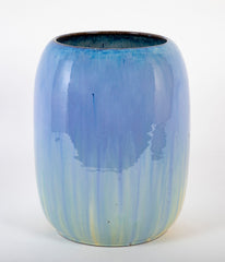 Large Fulper Pottery Vase of Chinese Blue over Yellow Flambe Glaze