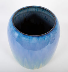 Large Fulper Pottery Vase of Chinese Blue over Yellow Flambe Glaze
