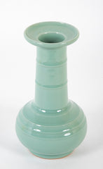 Miyanaga Tozan Pale Green Porcelain Vase in Mallet Form