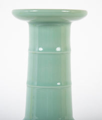 Miyanaga Tozan Pale Green Porcelain Vase in Mallet Form