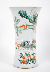 Gu Form Famille Vert Glazed Porcelain Vase