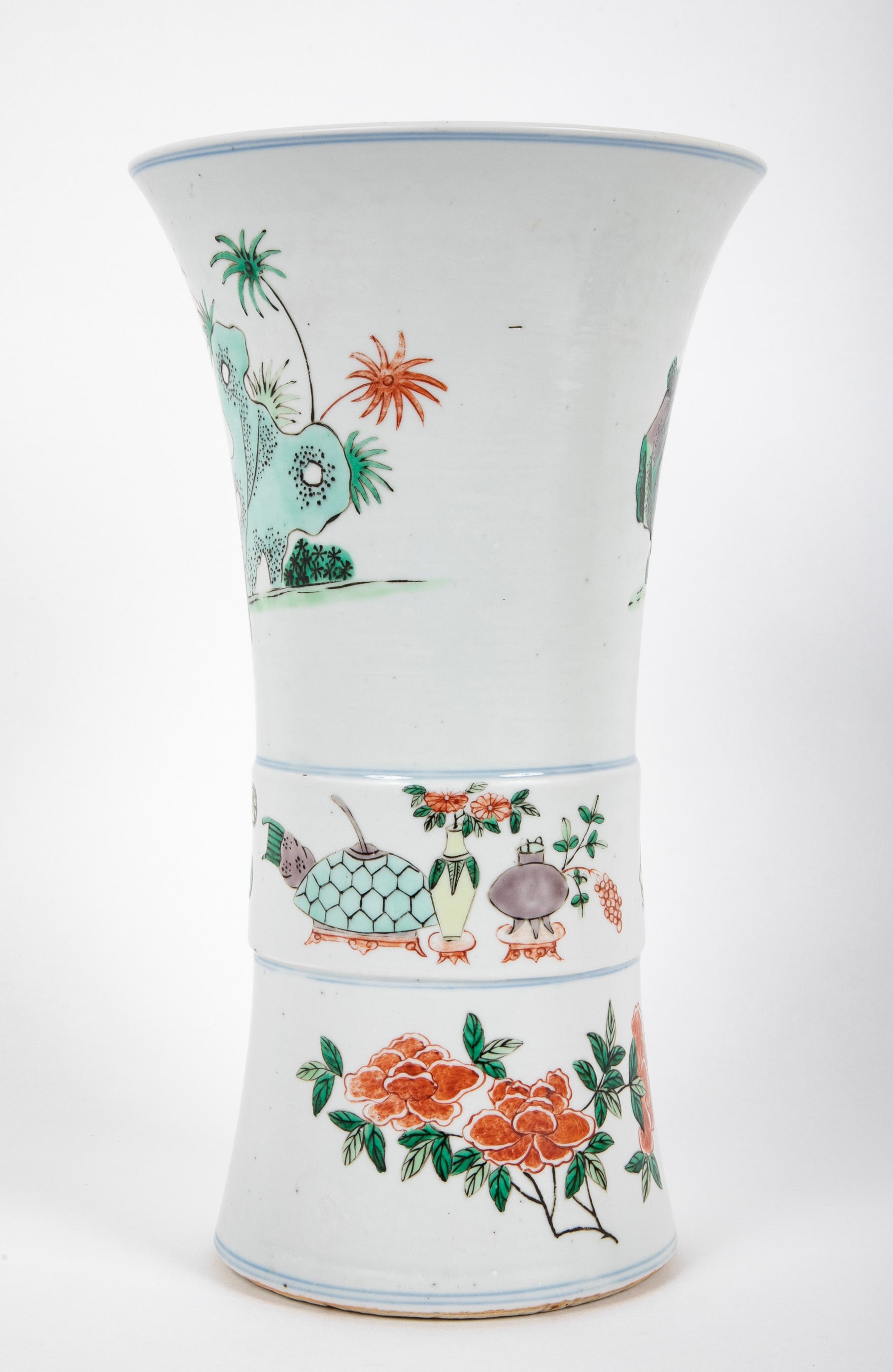 Gu Form Famille Vert Glazed Porcelain Vase