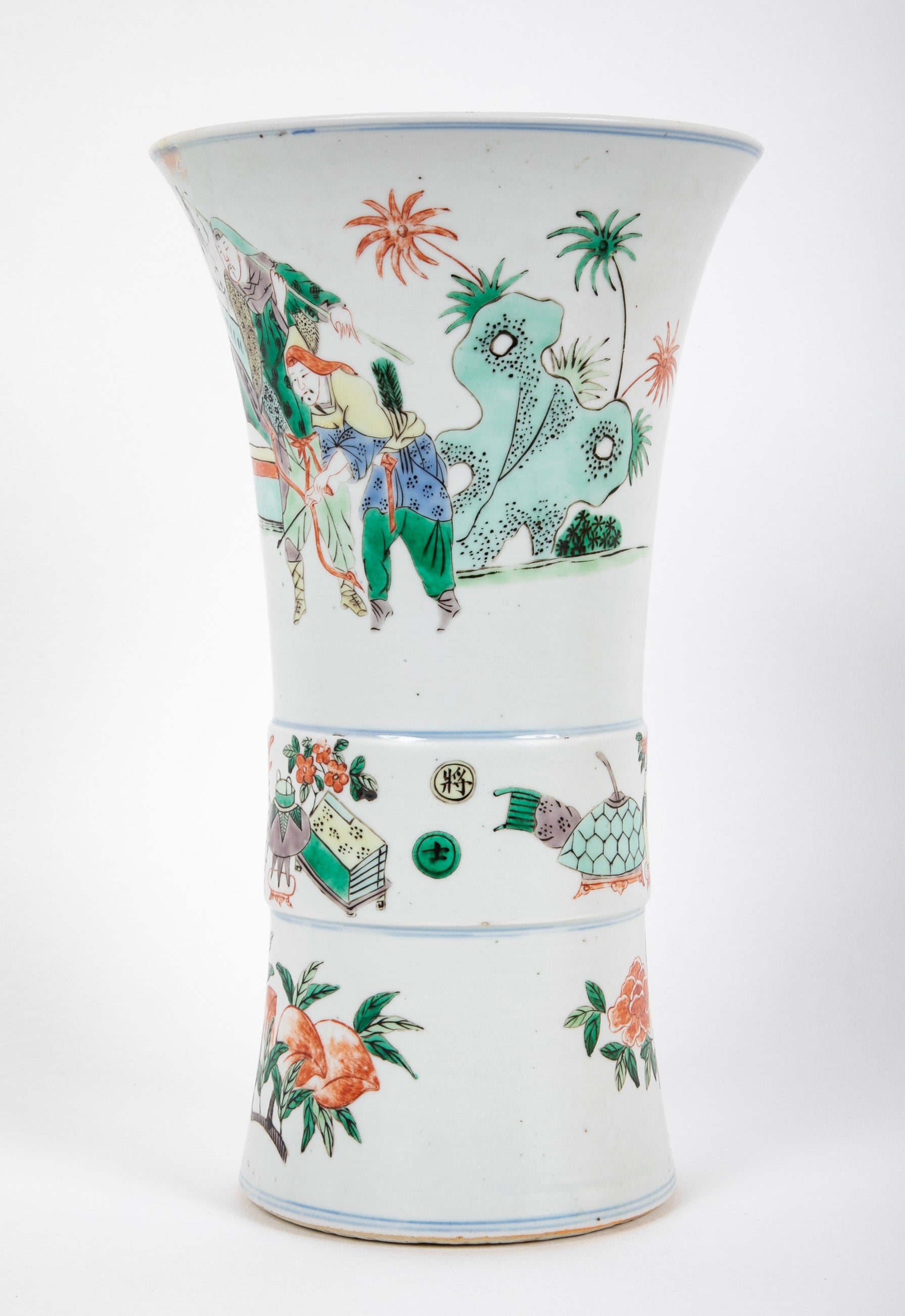 Gu Form Famille Vert Glazed Porcelain Vase