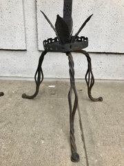 Pair of Italian Baroque Wrought Iron Five Light Candelabra