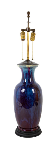 Chinese Flambe Glaze Porcelain Vase now a Lamp