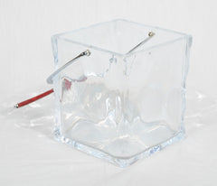 Mid-Century Ice Bucket in the Form of Ice Cube with Handle Formed as Ice Tongs