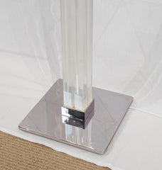 Karl Springer Chrome & Channeled Lucite Floor Lamp with Glass Table