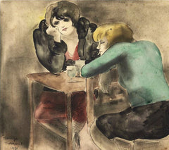 FROMENT, Marceja (French, 19th C- 20th C)  “Two Women having a Drink” – 1931