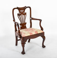 Rare Irish George II Armchair with Ball and Claw Feet and "C" Scroll Shaped Arms