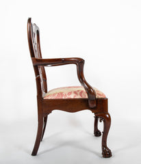 Rare Irish George II Armchair with Ball and Claw Feet and "C" Scroll Shaped Arms