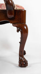 Rare Irish George II Armchair with Ball and Claw Feet and "C" Scroll Shaped Arms