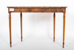 An English George III Sheraton "D" Shaped Console Table with Painted Floral Border