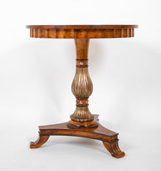 Classic Pair of Marquetry & Walnut Pedestal Tables