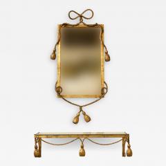 Gilt Metal Mirror and Shelf