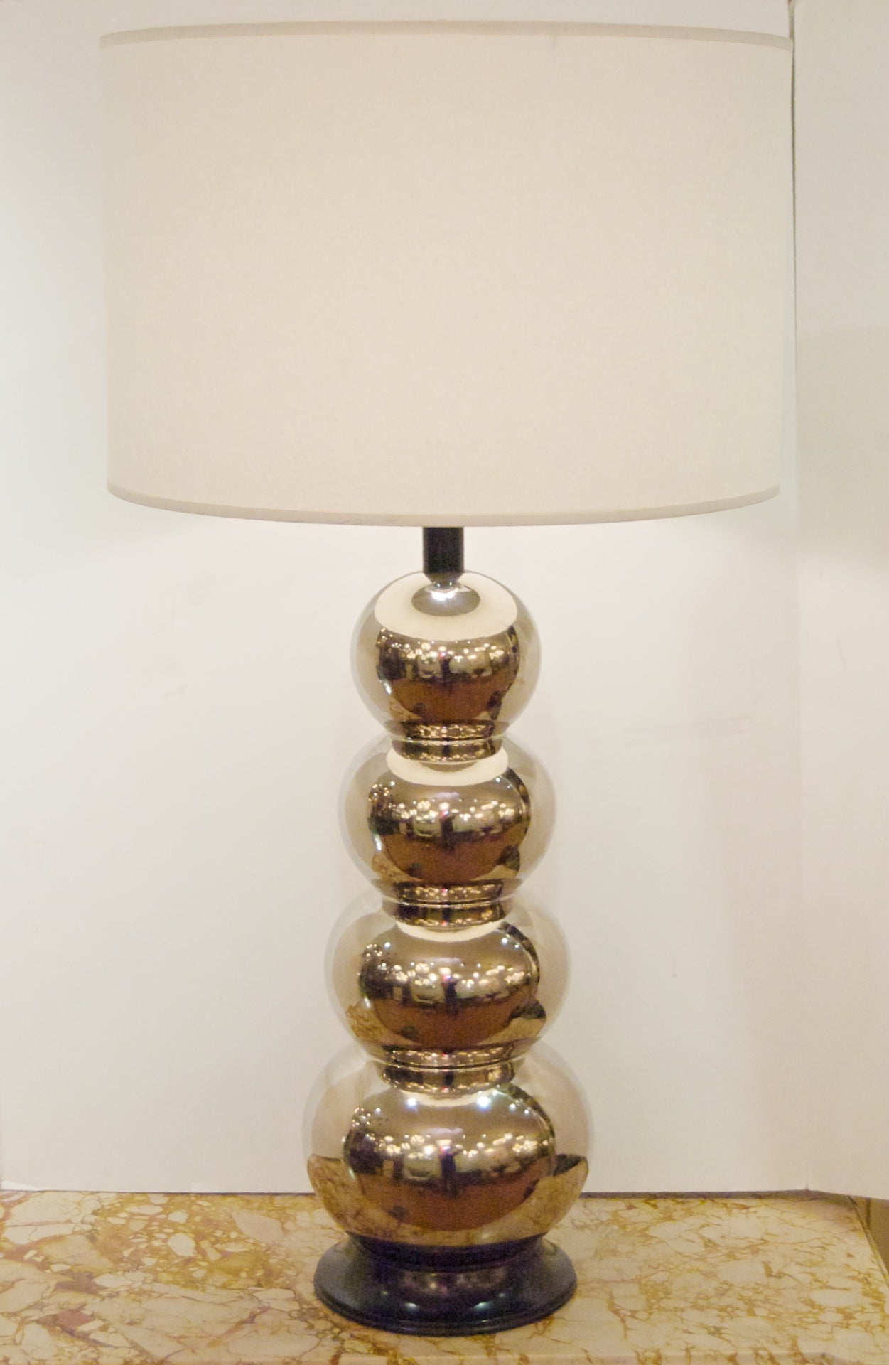 Glaze Ceramic Stacked Ball Table Lamp in the Style of George Kovacs